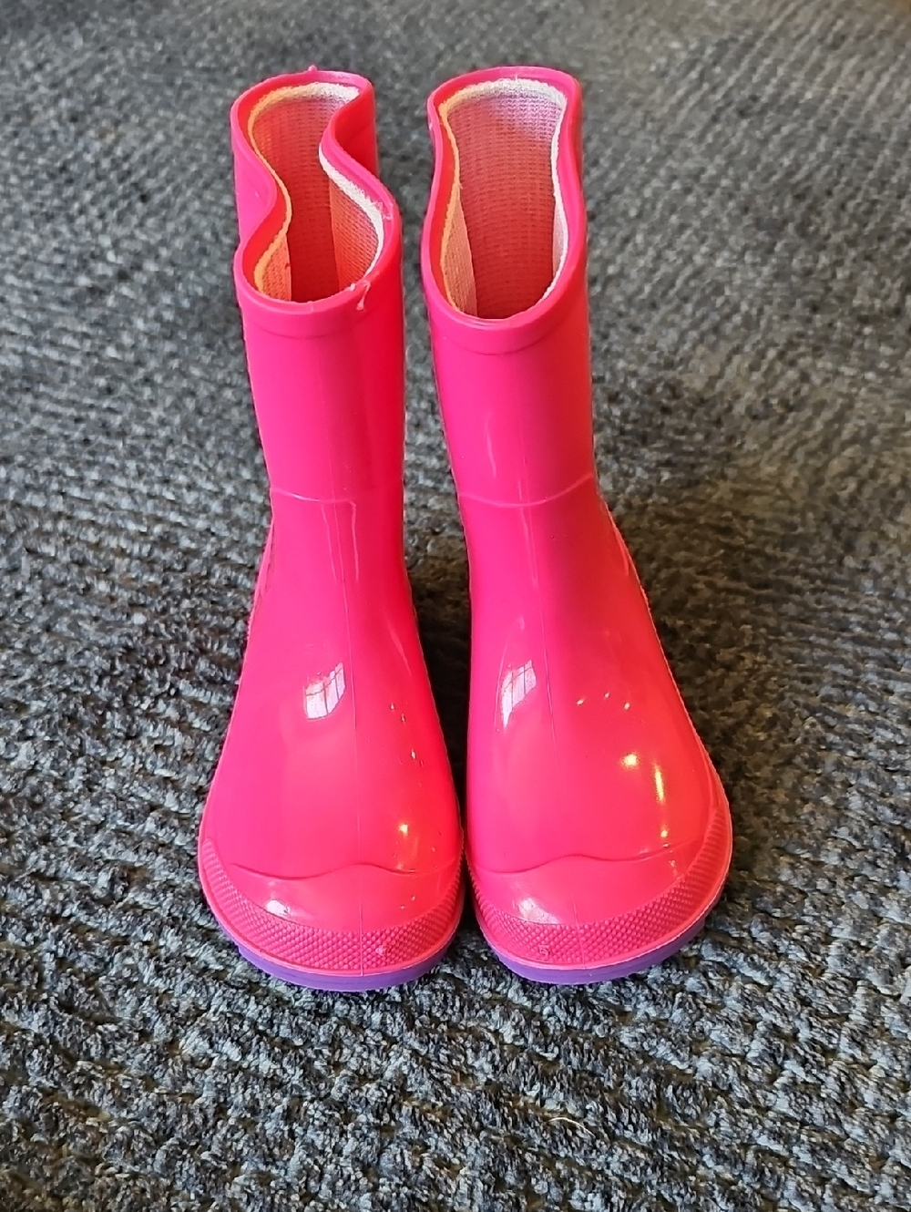 Toddler Girls Bright Pink & Purple Rain Boots Size 5/6